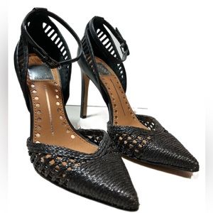 Dolce Vita Black Pointy Toe Ankle Strap Stiletto Heels Size 6.5